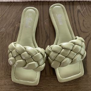 SHEIN flat sandals with puffer braid detail